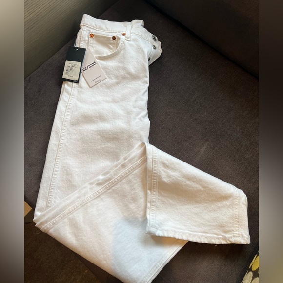 Re/Done 90s High Rise Loose White Denim Jeans Size 29
